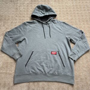 Milwaukee Tools Pullover Hoodie Mens XL Gray Midweight Durable Construction Work